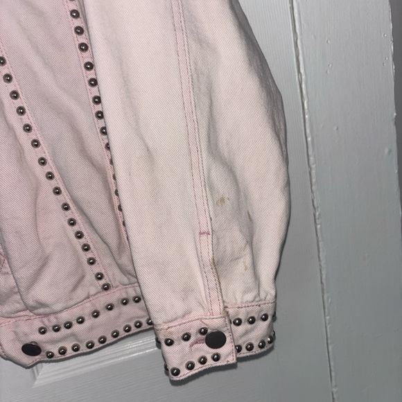 Light Pink Studded Denim Jacket - Picture 7 of 7